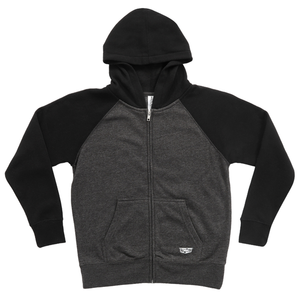 Youth Full Zip Hoodie-Carbon/Black